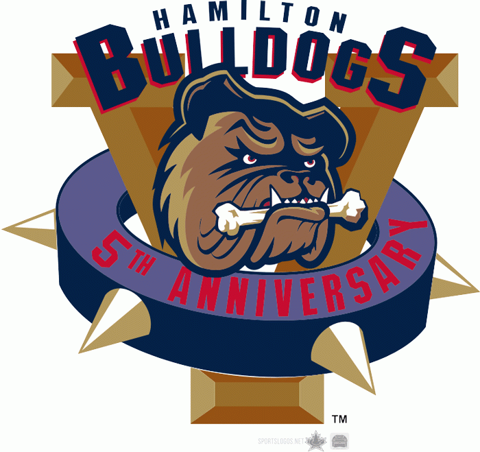 Hamilton Bulldogs 2001 02 Anniversary Logo iron on heat transfer